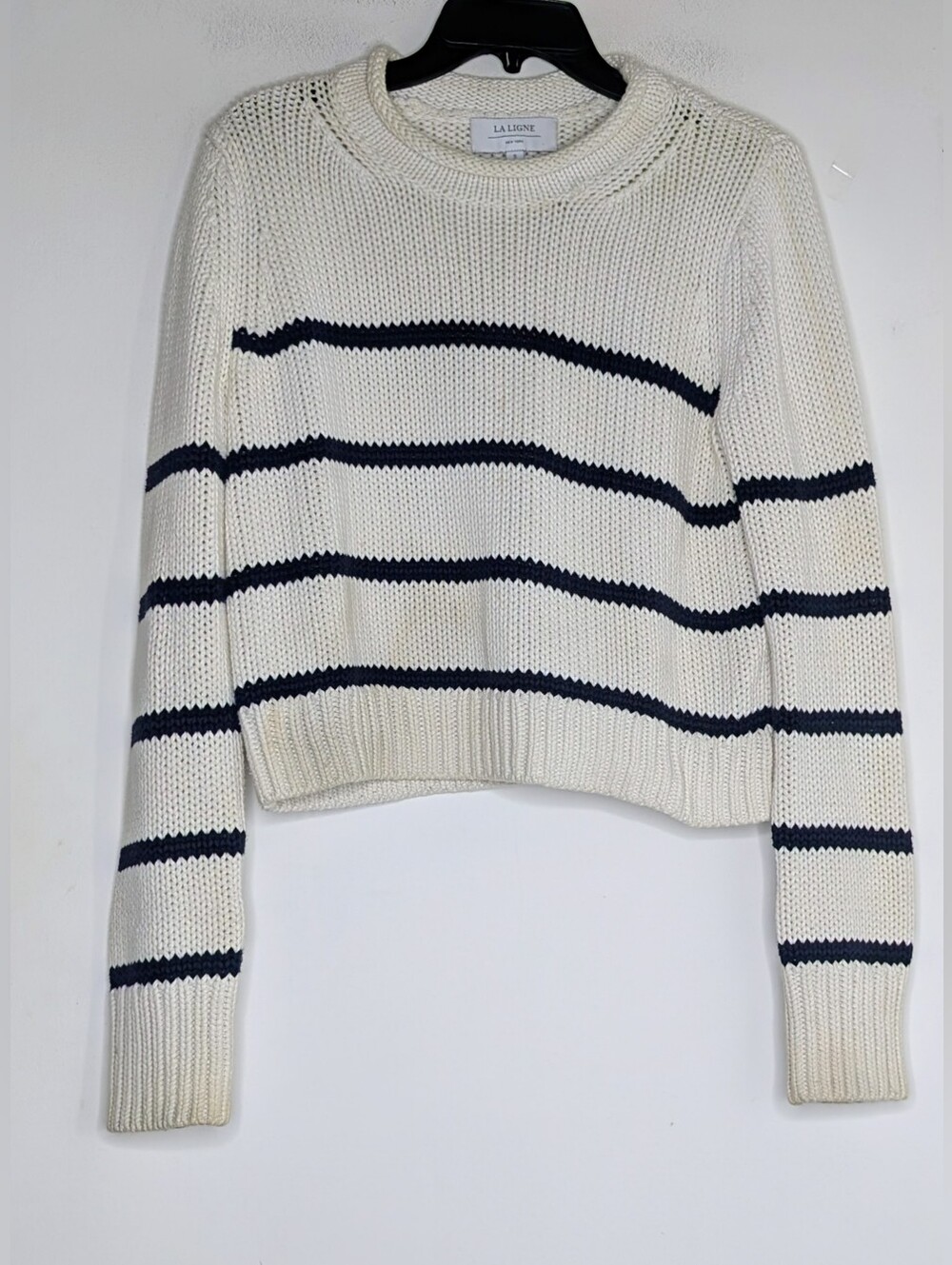La Ligne Mini Marina Sweater Ivory / Navy Stripe size small - Picture 4 of 7